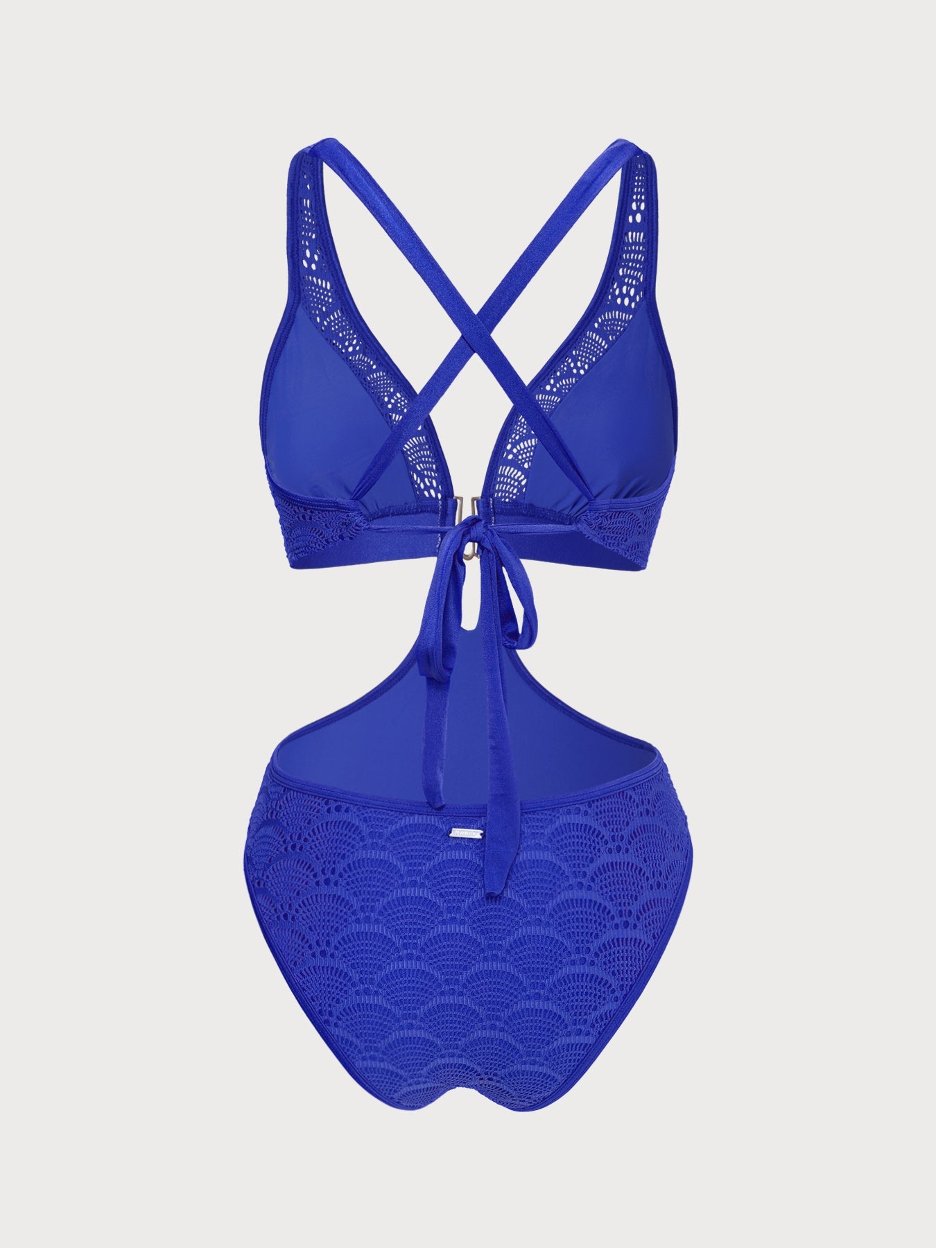 Royal Blue Lace Scallop Cutout One-Piece Swimsuit