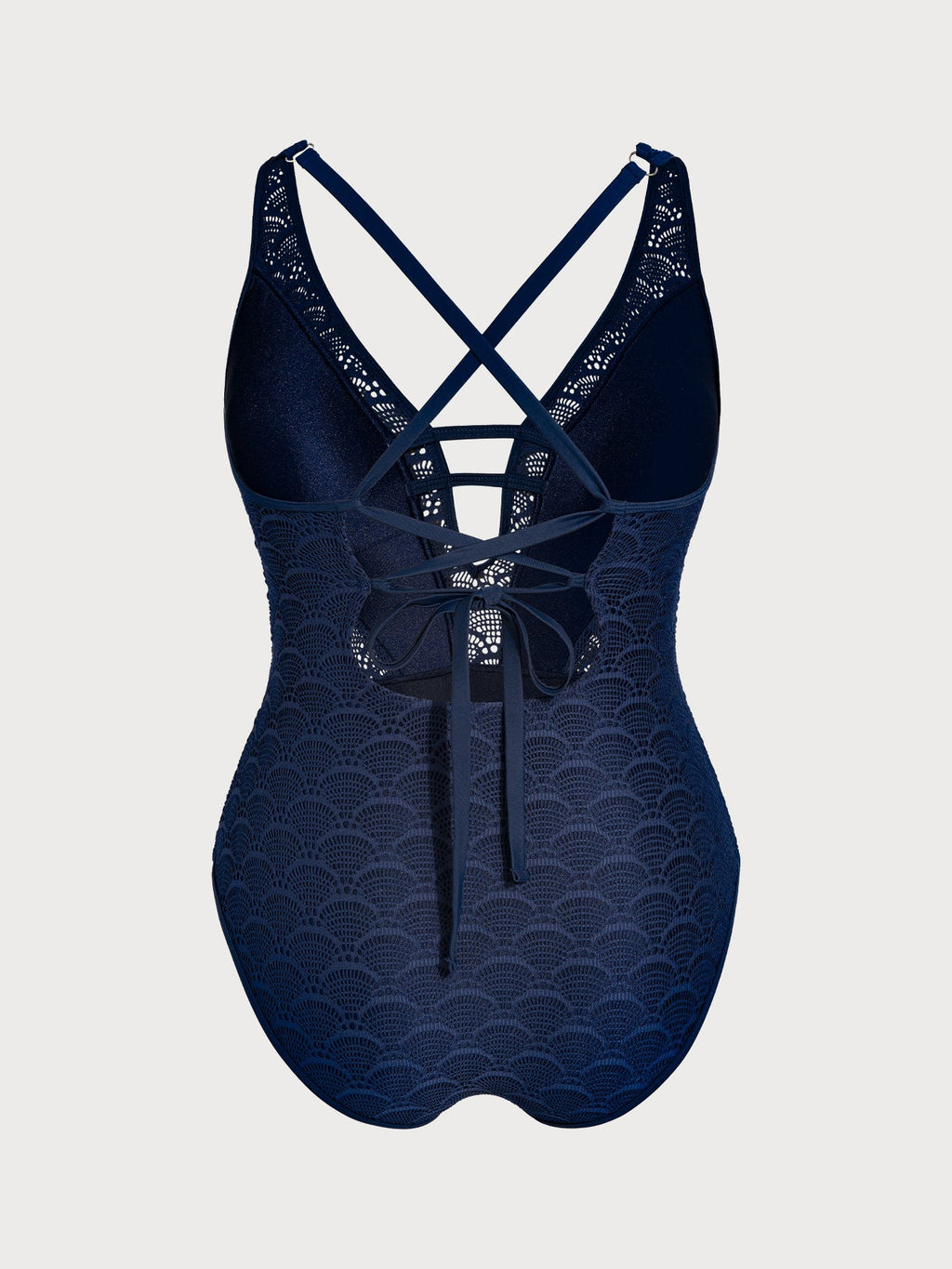 Navy Crochet Lace Plus Size One-Piece Swimwear