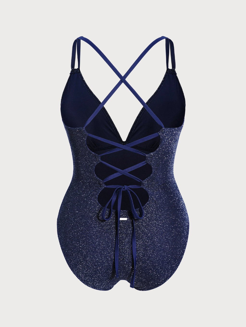 Blue Lurex Ruched Tummy Control Plus Size One Piece
