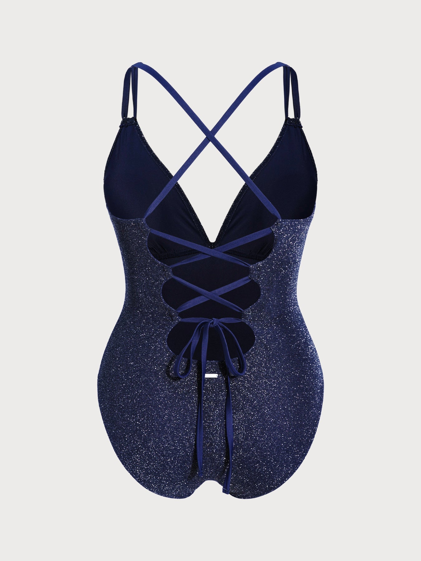 Blue Lurex Ruched Tummy Control Plus Size One Piece