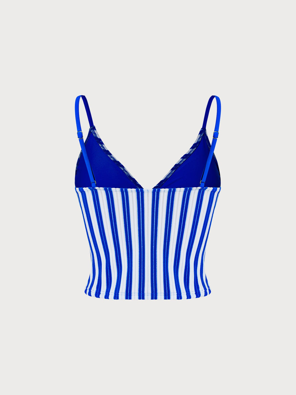 Navy Plush Texture Stripe Tankini Top