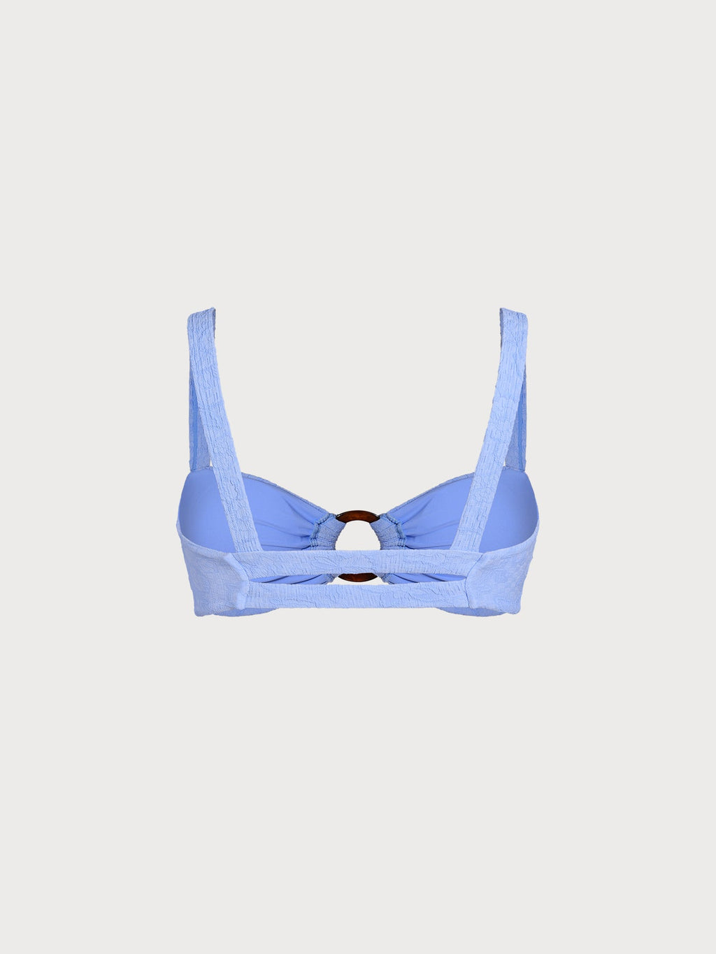 Light Blue Textured Cutout O-Ring Bikini Top