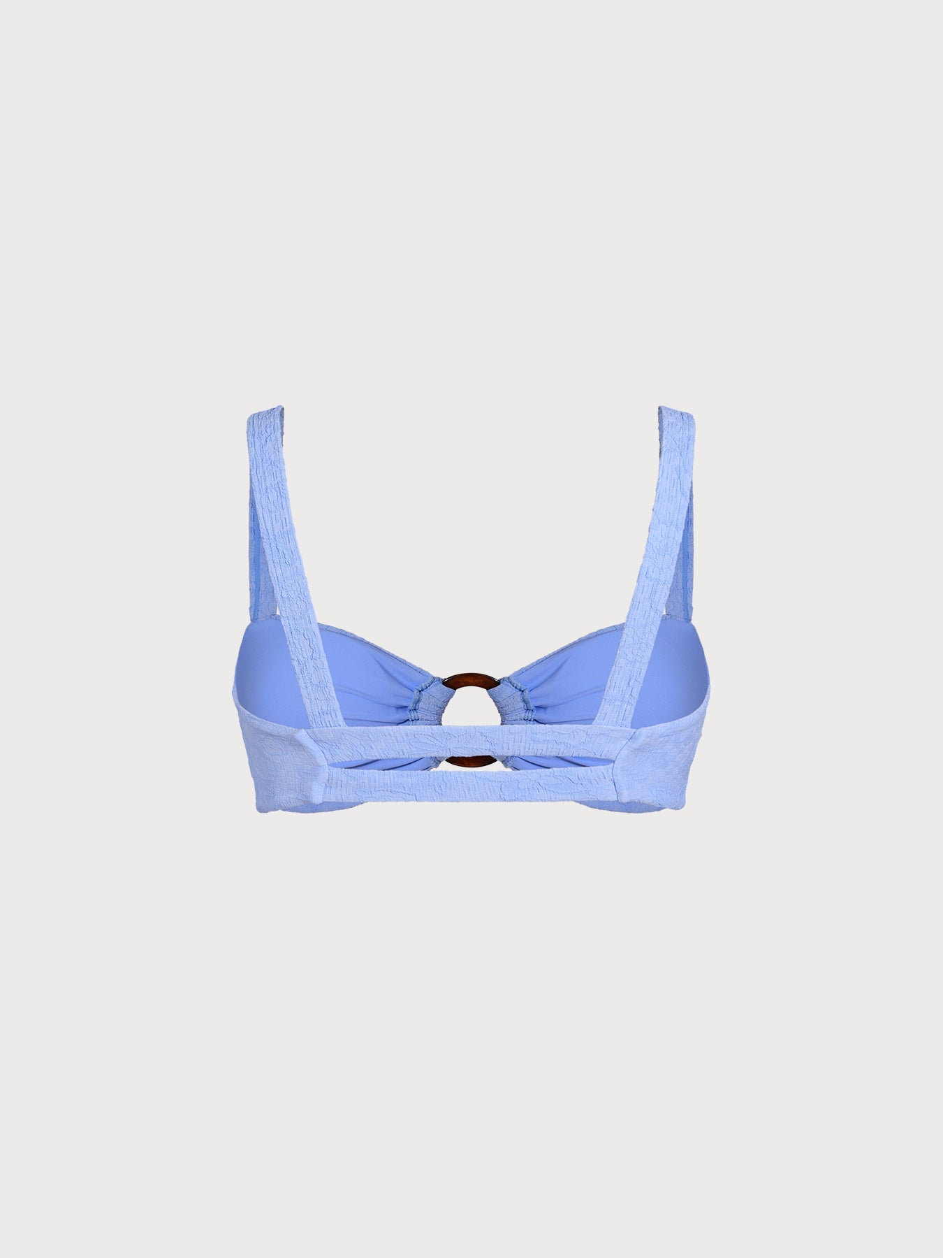 Light Blue Textured Cutout O-Ring Bikini Top