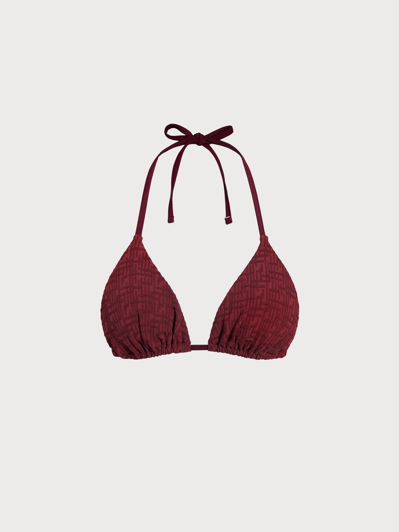 Wine Red Monogram Halter Bikini Top