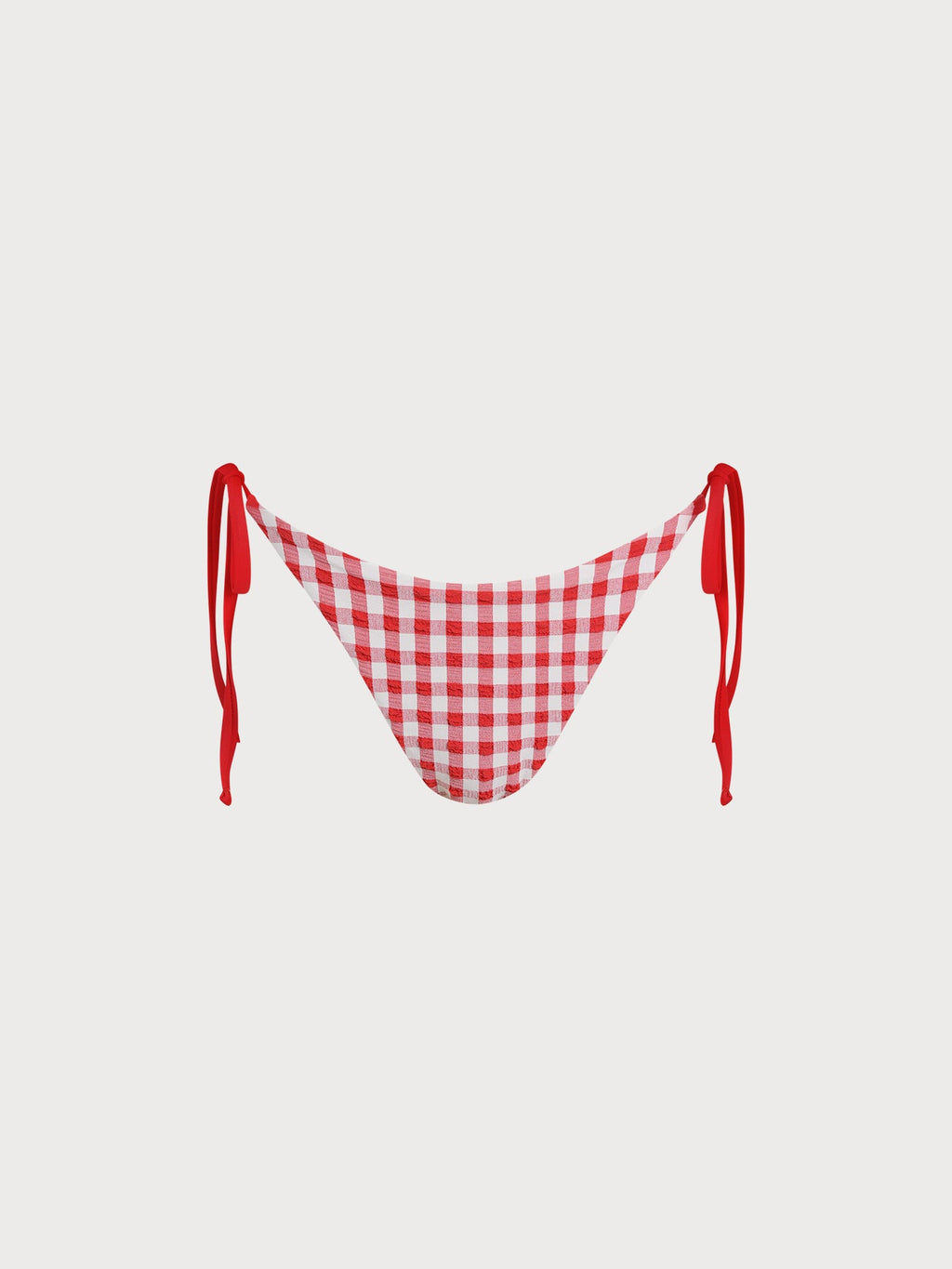 Red Gingham Textured Tie Bikini Bottom