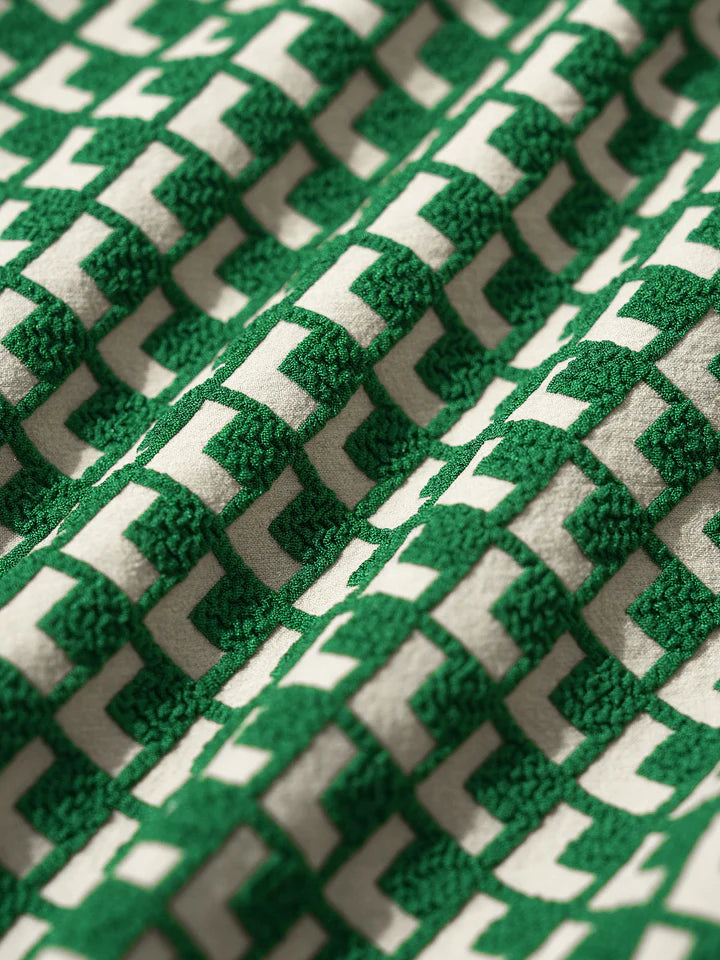 Green Geometric Textured Tie Side Bikini Bottom