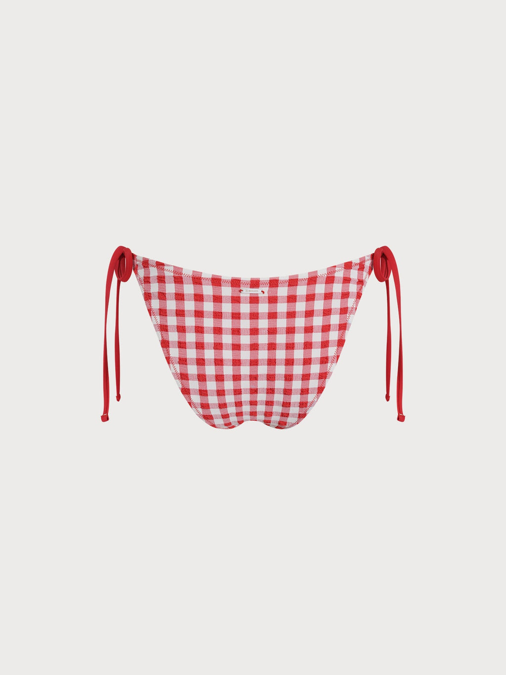 Red Gingham Textured Tie Bikini Bottom