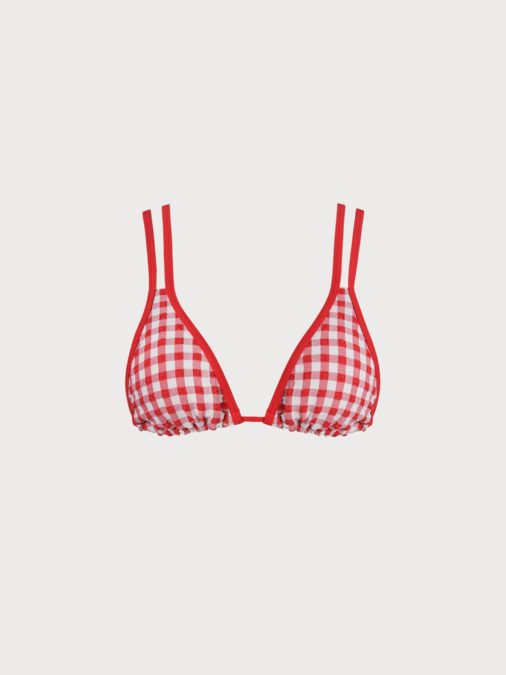 Red Gingham Strappy Bikini Top