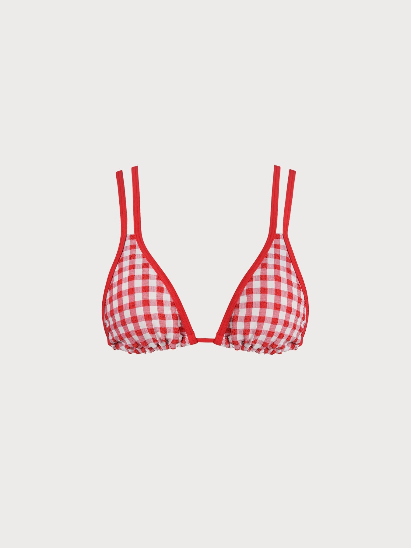 Red Gingham Strappy Bikini Top