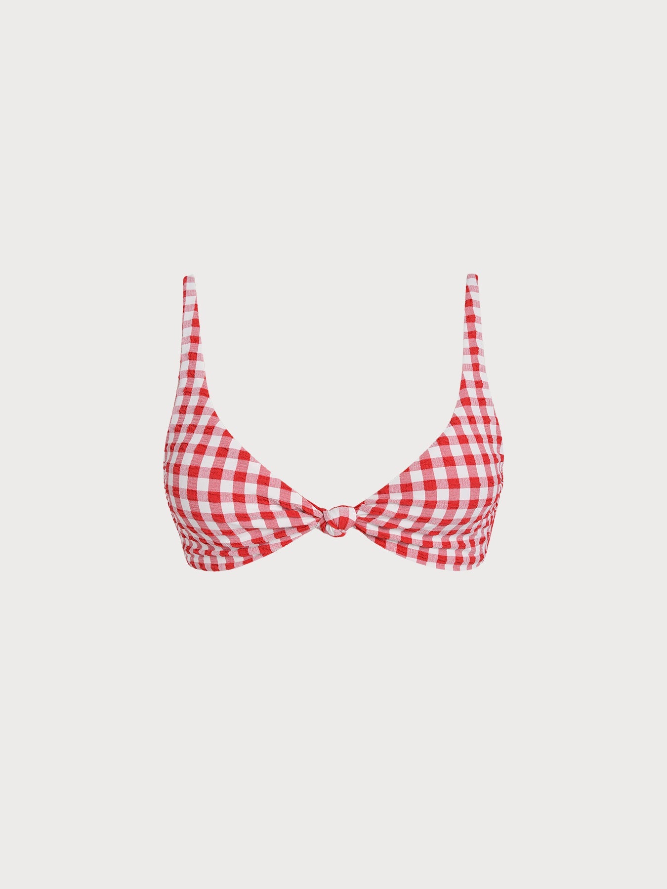 Red Gingham Knot Bikini Top