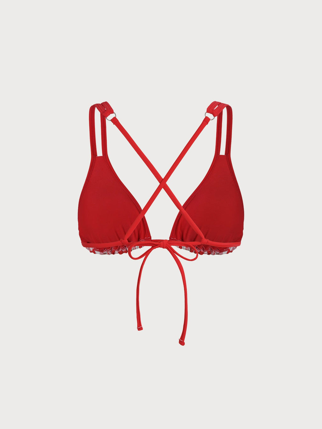 Red Gingham Strappy Bikini Top