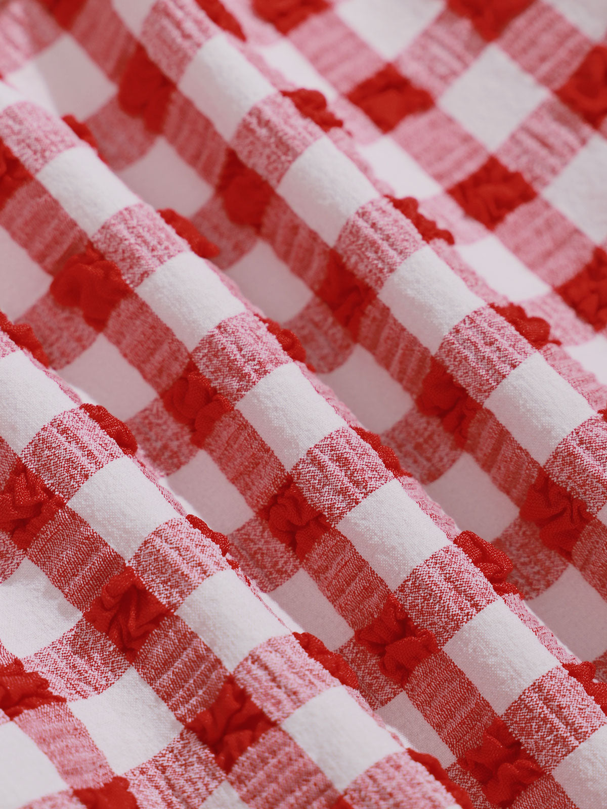 Red Gingham Knot Bikini Top