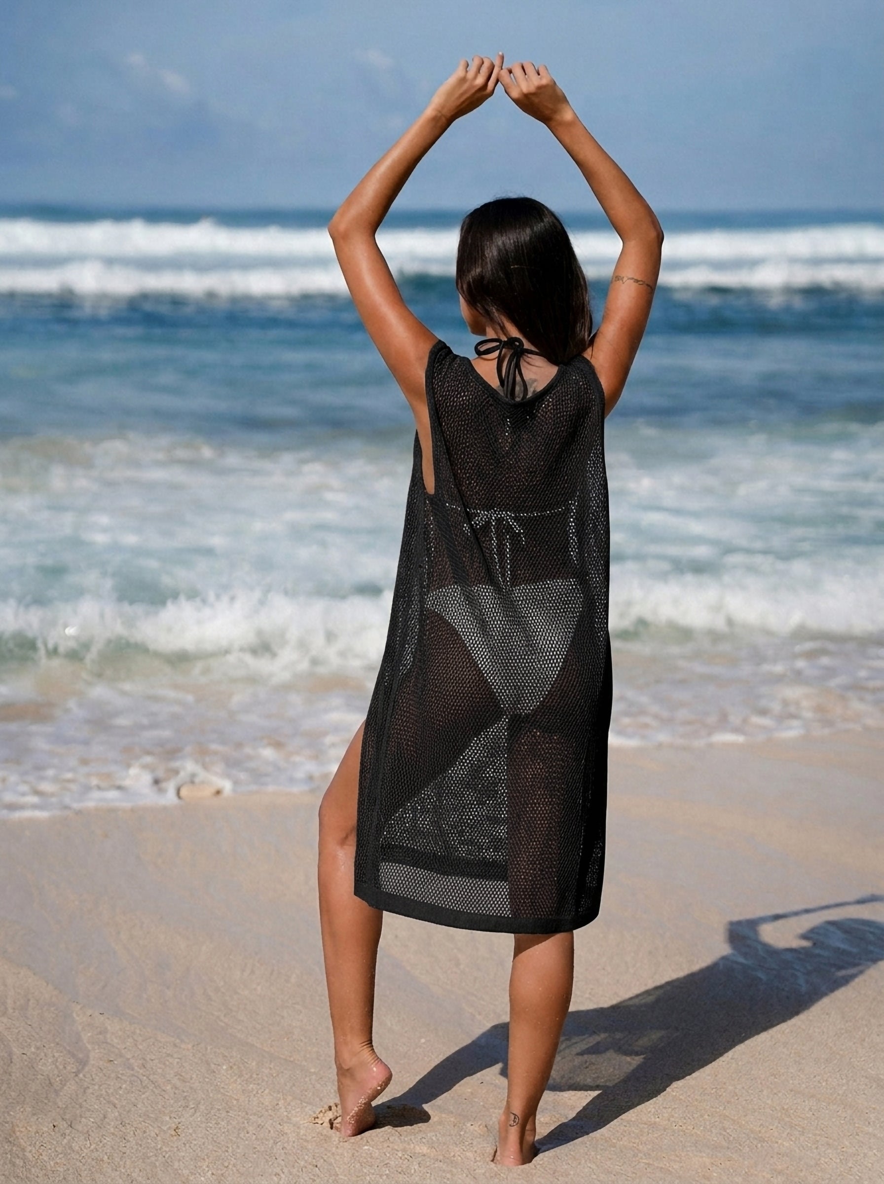 Black Round Neck Cover-up Dress