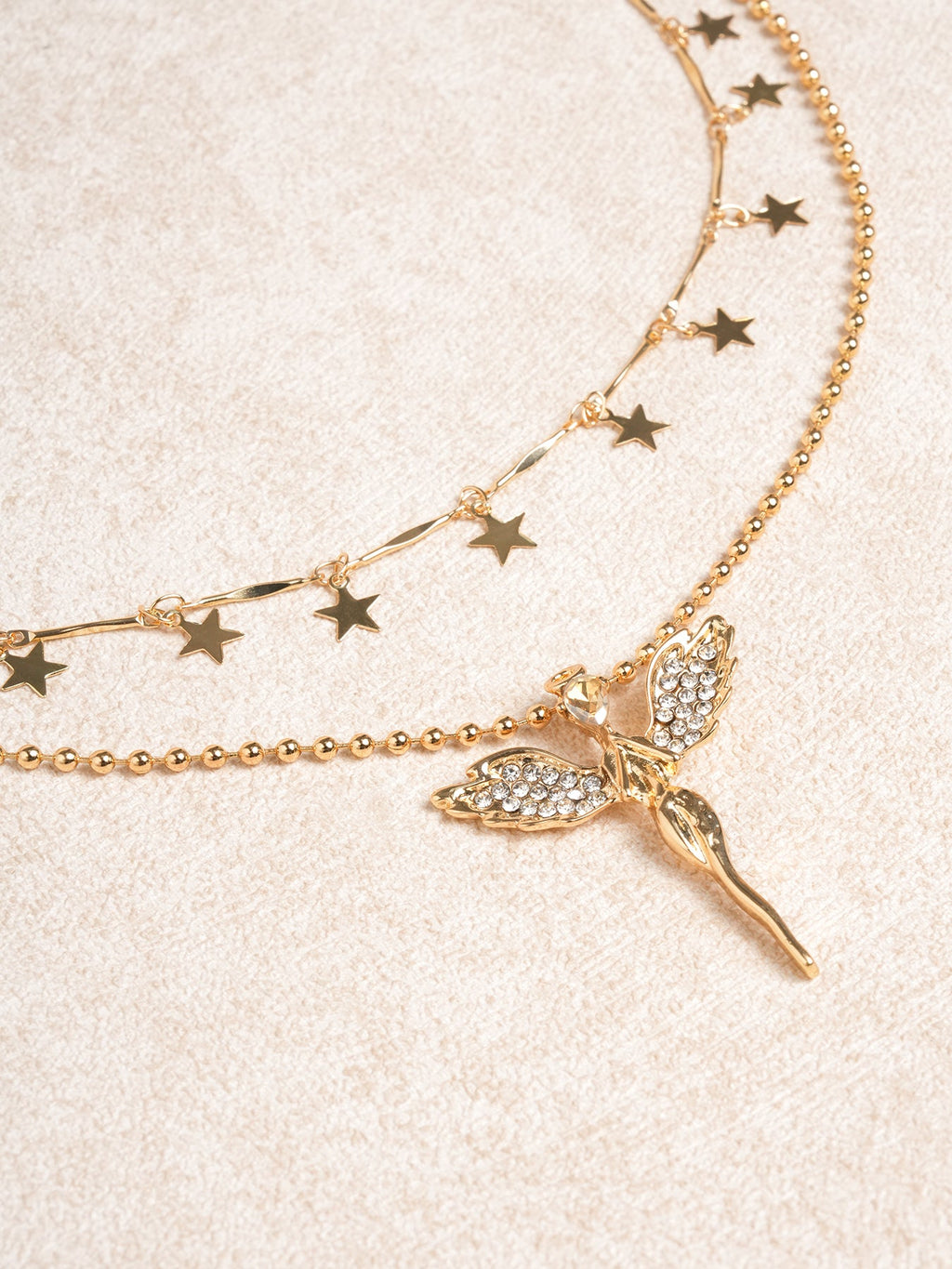 Gold Alloy Angel Pendant Necklace