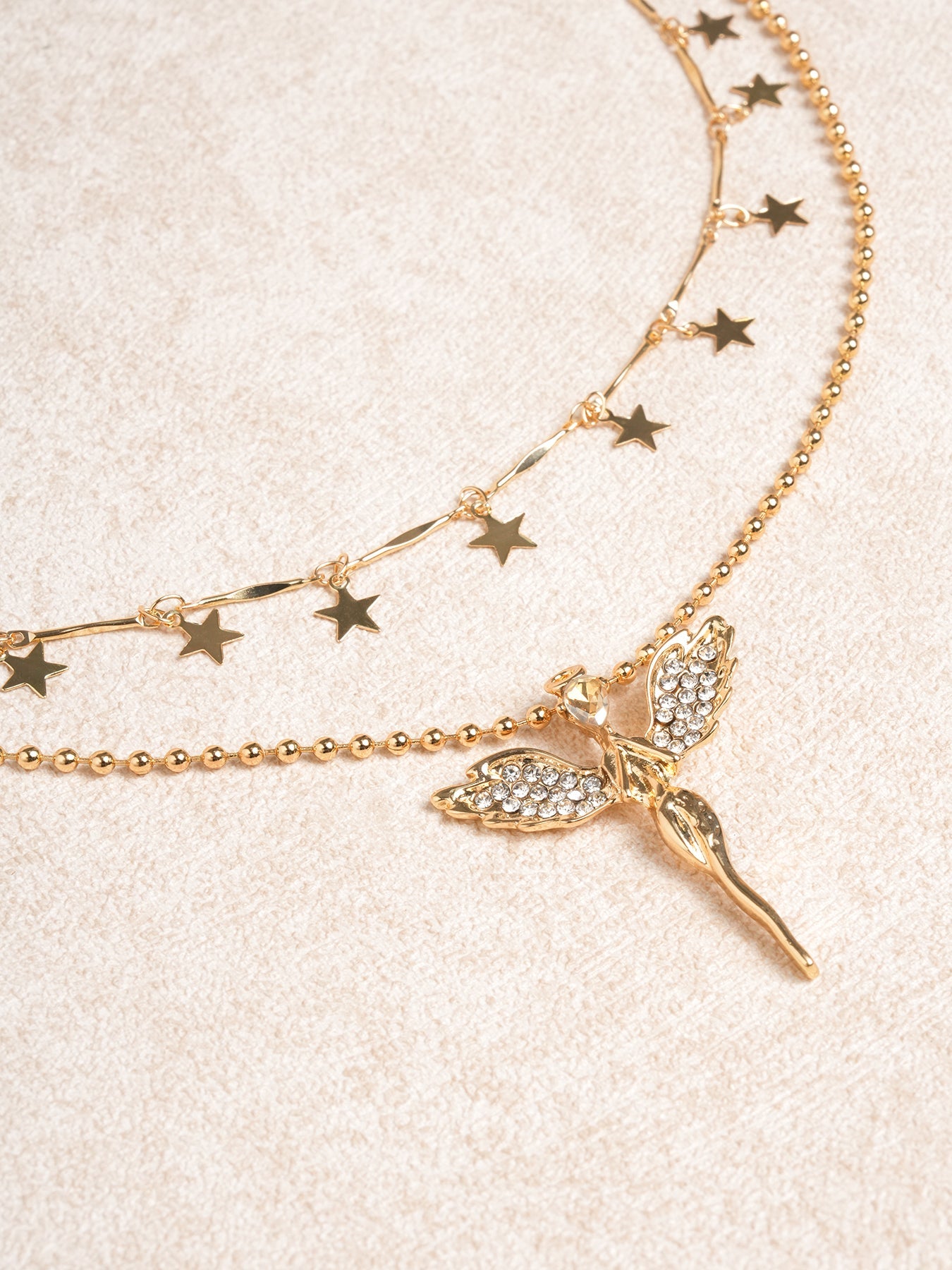 Gold Alloy Angel Pendant Necklace