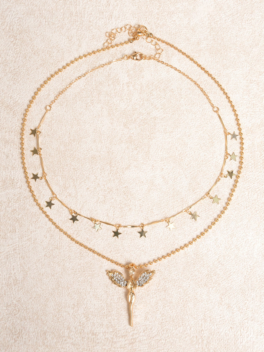 Gold Alloy Angel Pendant Necklace