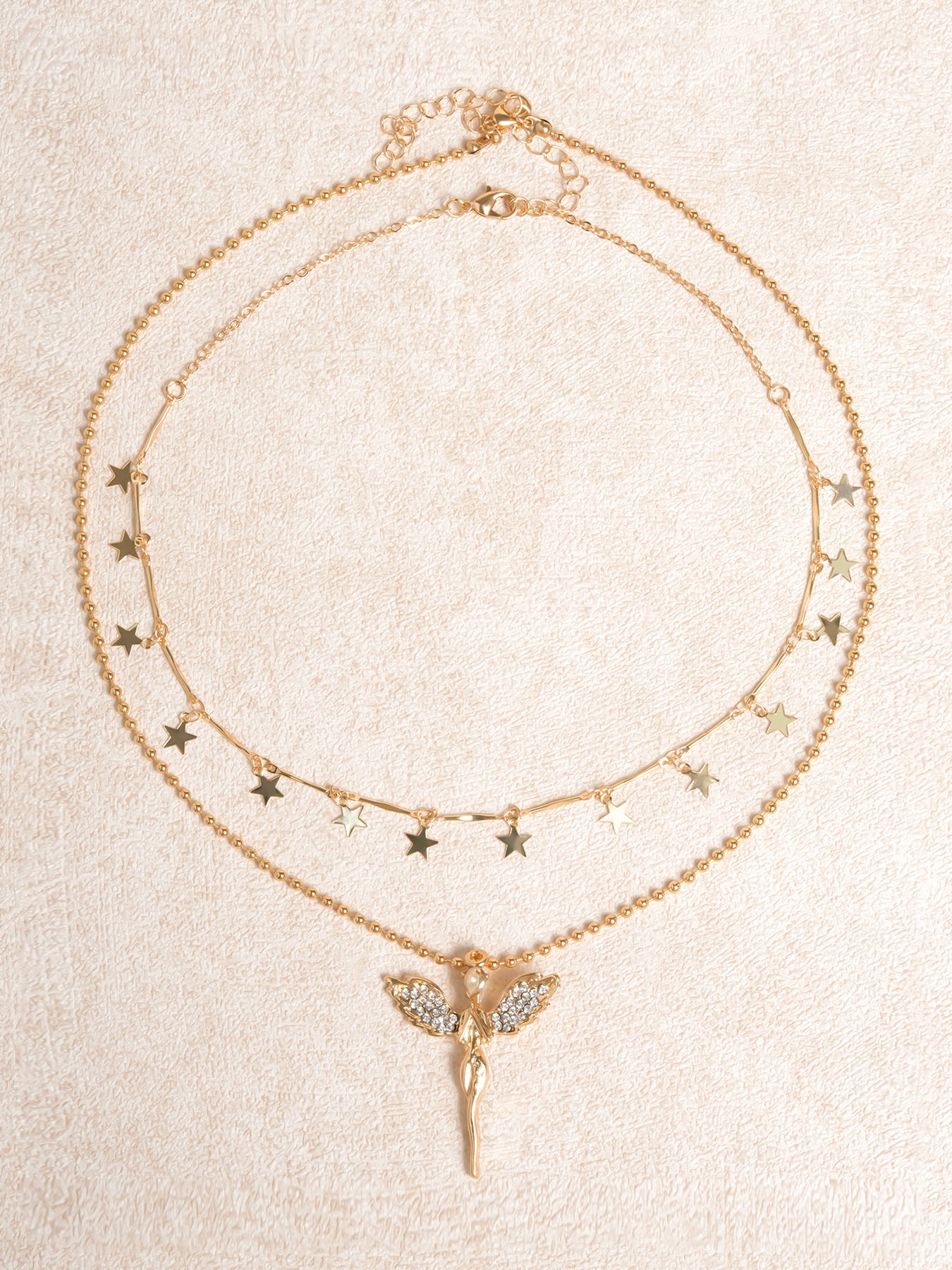 Gold Alloy Angel Pendant Necklace