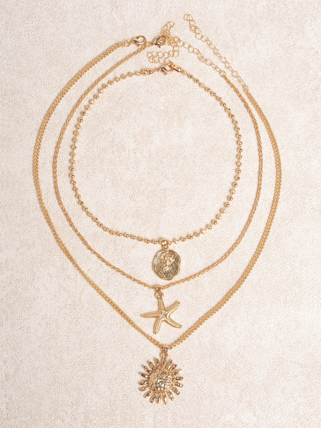 Gold Alloy Multi-Pendant Necklace
