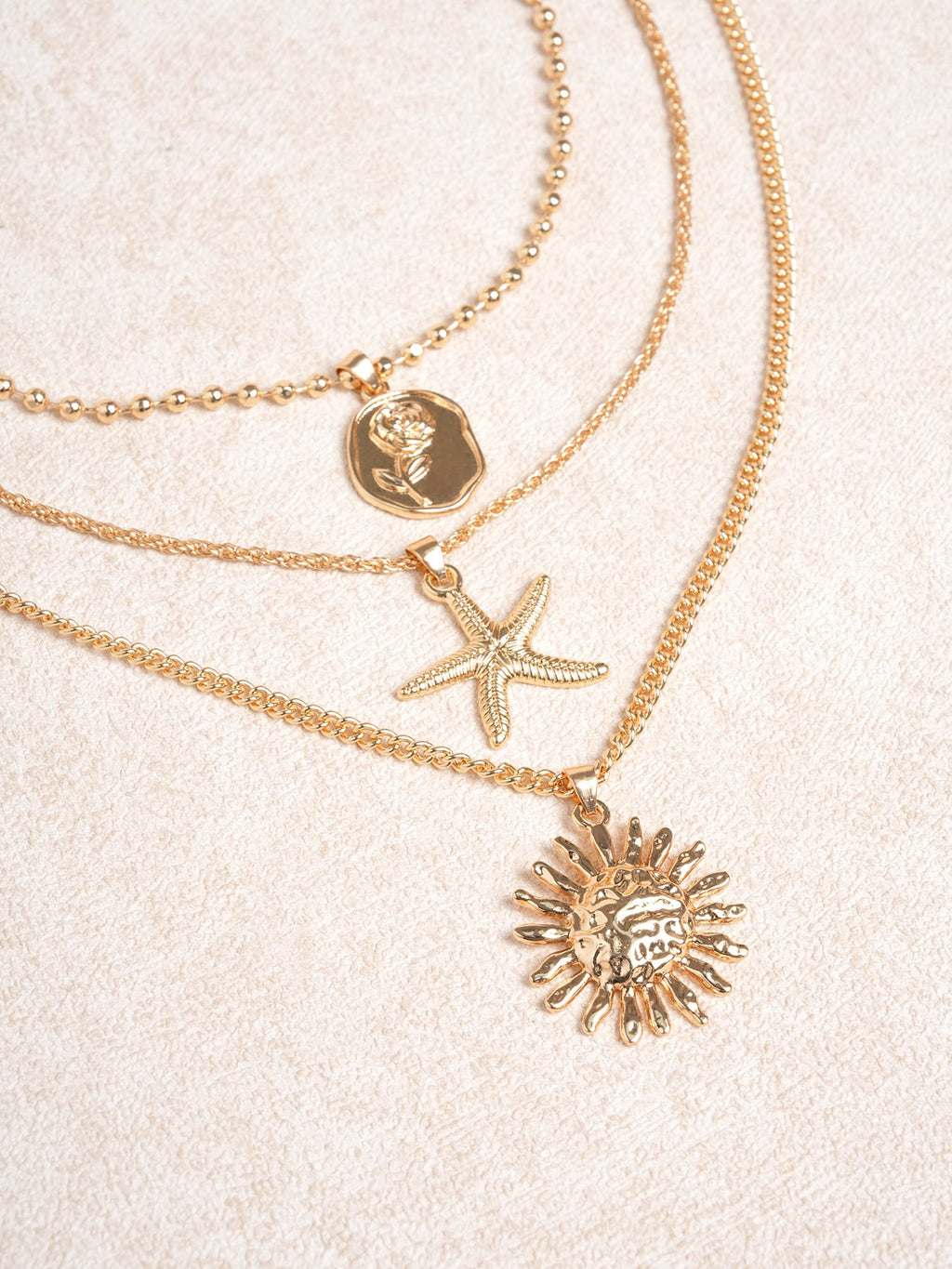 Gold Alloy Multi-Pendant Necklace