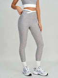 Heather Grey Color-Block High-Waist Leggings 25"