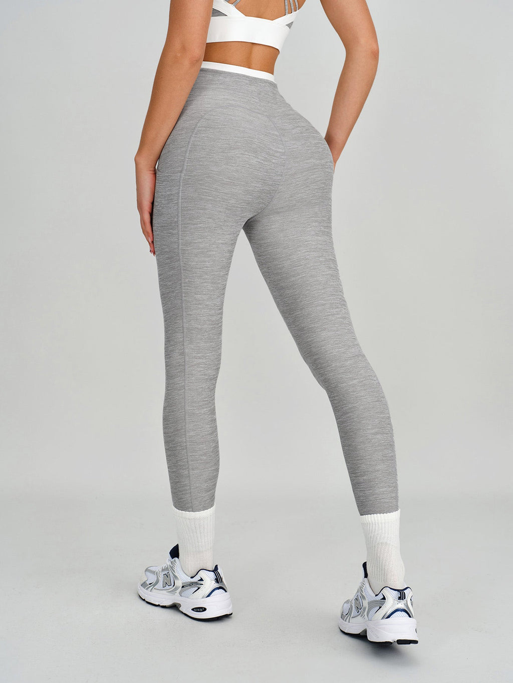 Heather Grey Color-Block High-Waist Leggings 25"