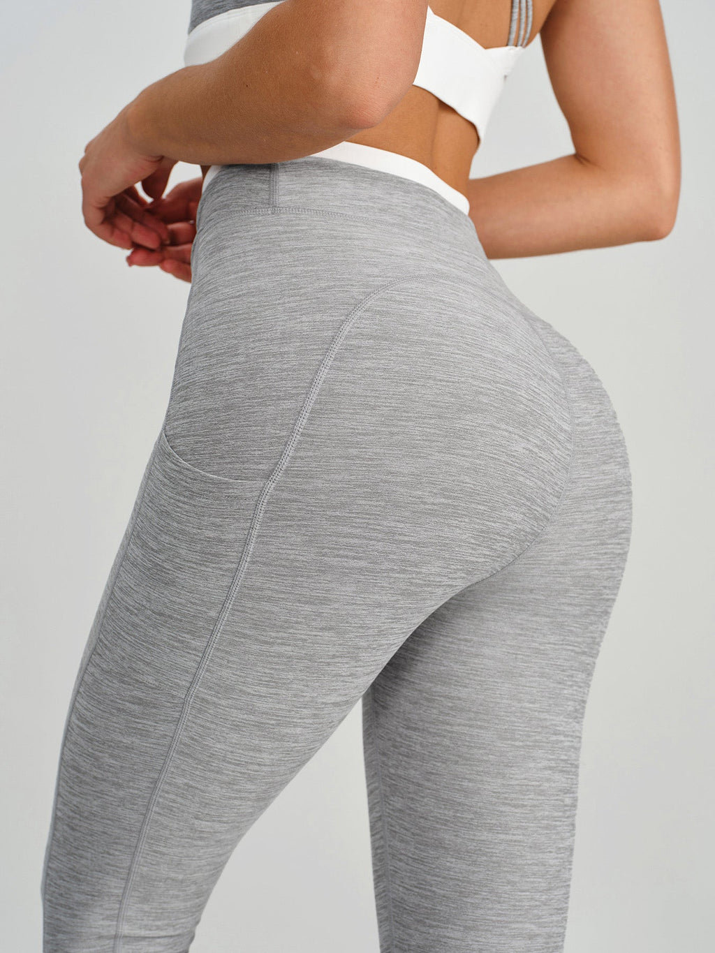 Heather Grey Color-Block High-Waist Leggings 25"