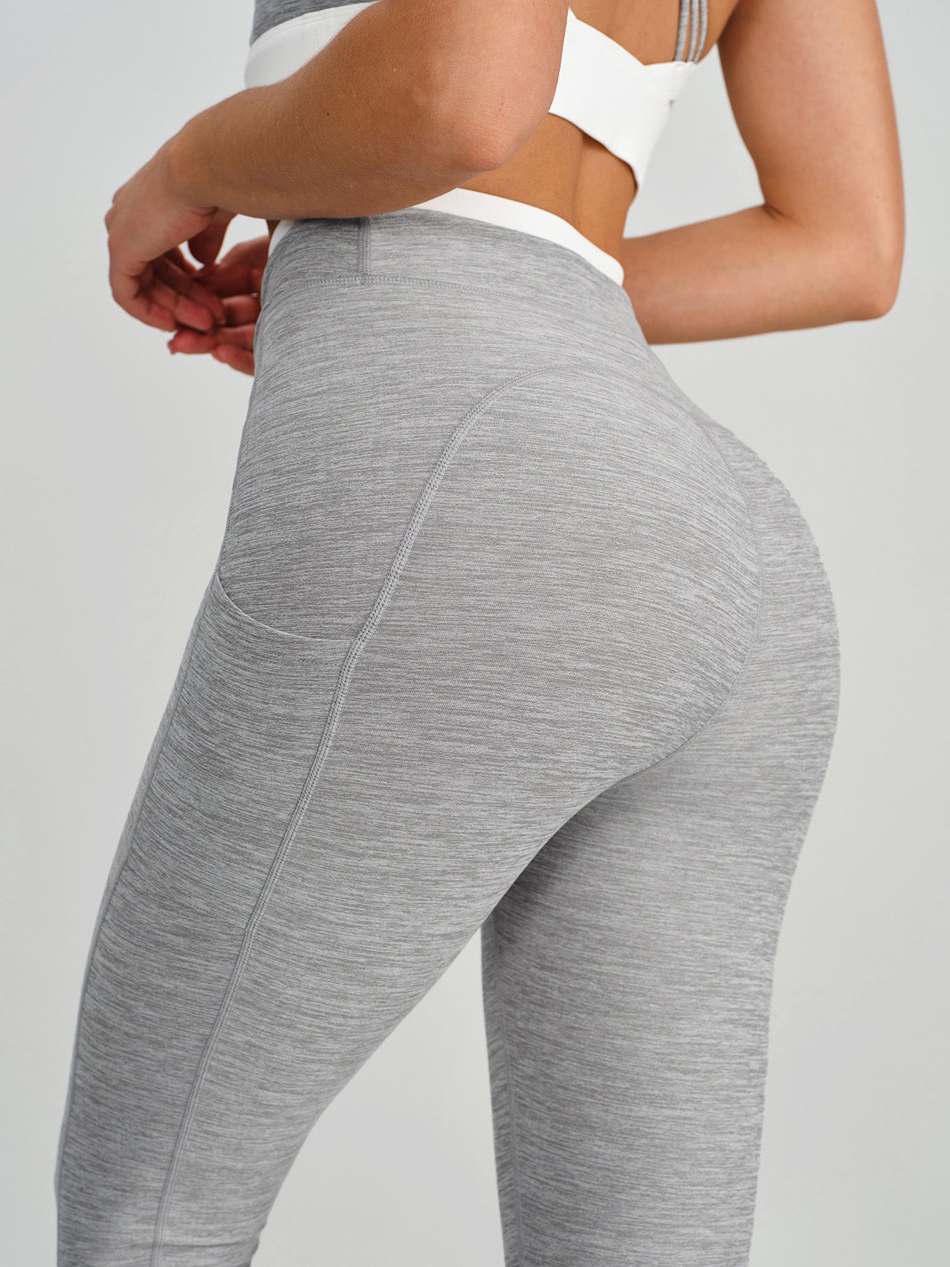 Heather Grey Color-Block High-Waist Leggings 25"