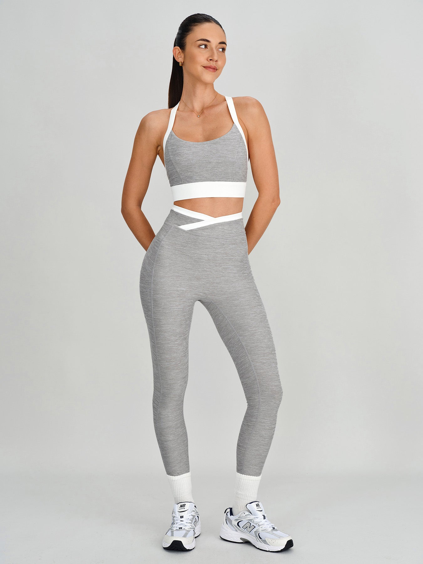 Heather Grey Color-Block High-Waist Leggings 25"