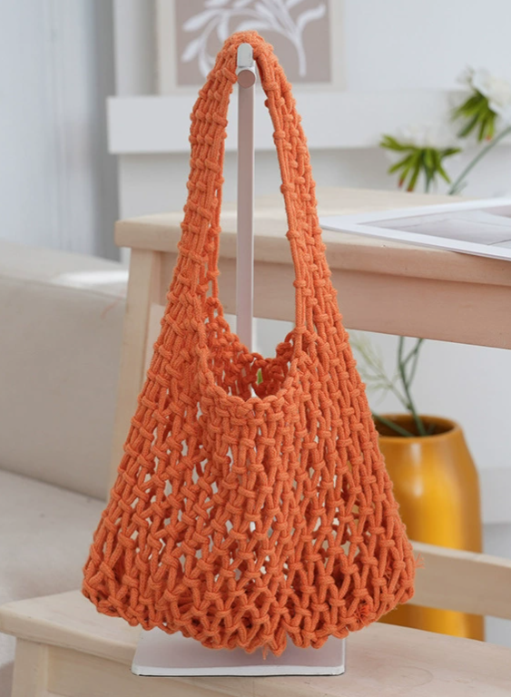 Orange Cotton Rope Crocheted Handbag