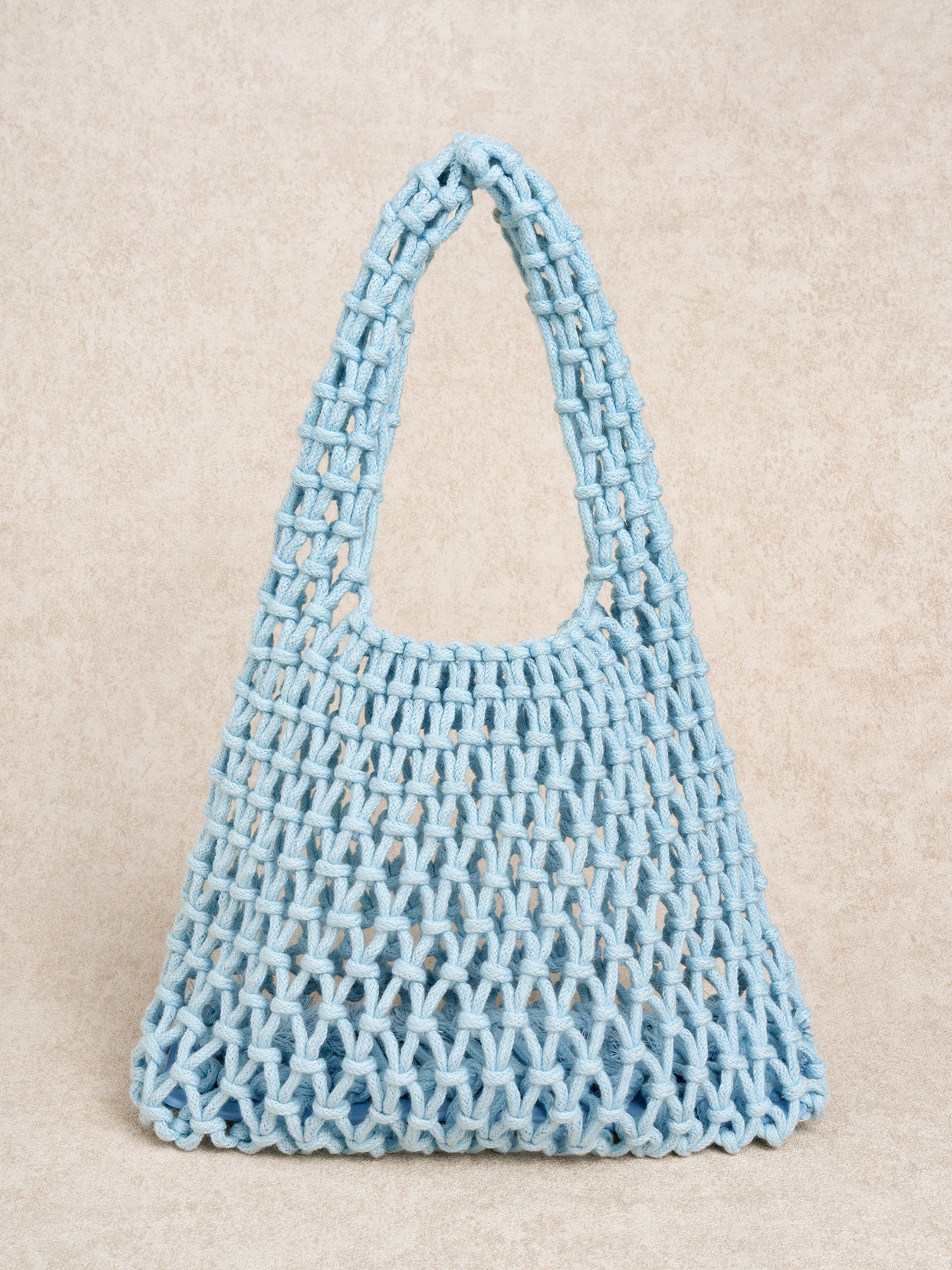 Light Blue Cotton Rope Crocheted Handbag