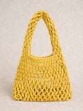 Yellow Cotton Rope Woven Shoulder Tote Bag
