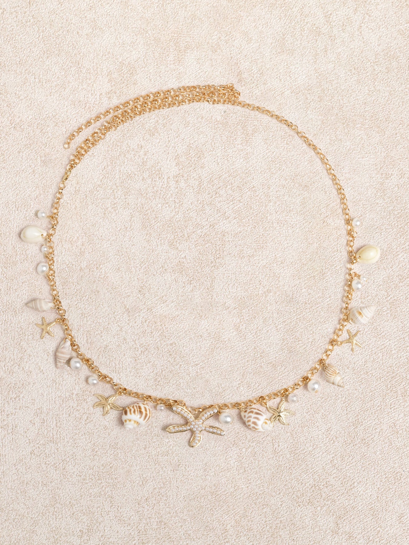 Gold Shell & Starfish Charm Waist Chain