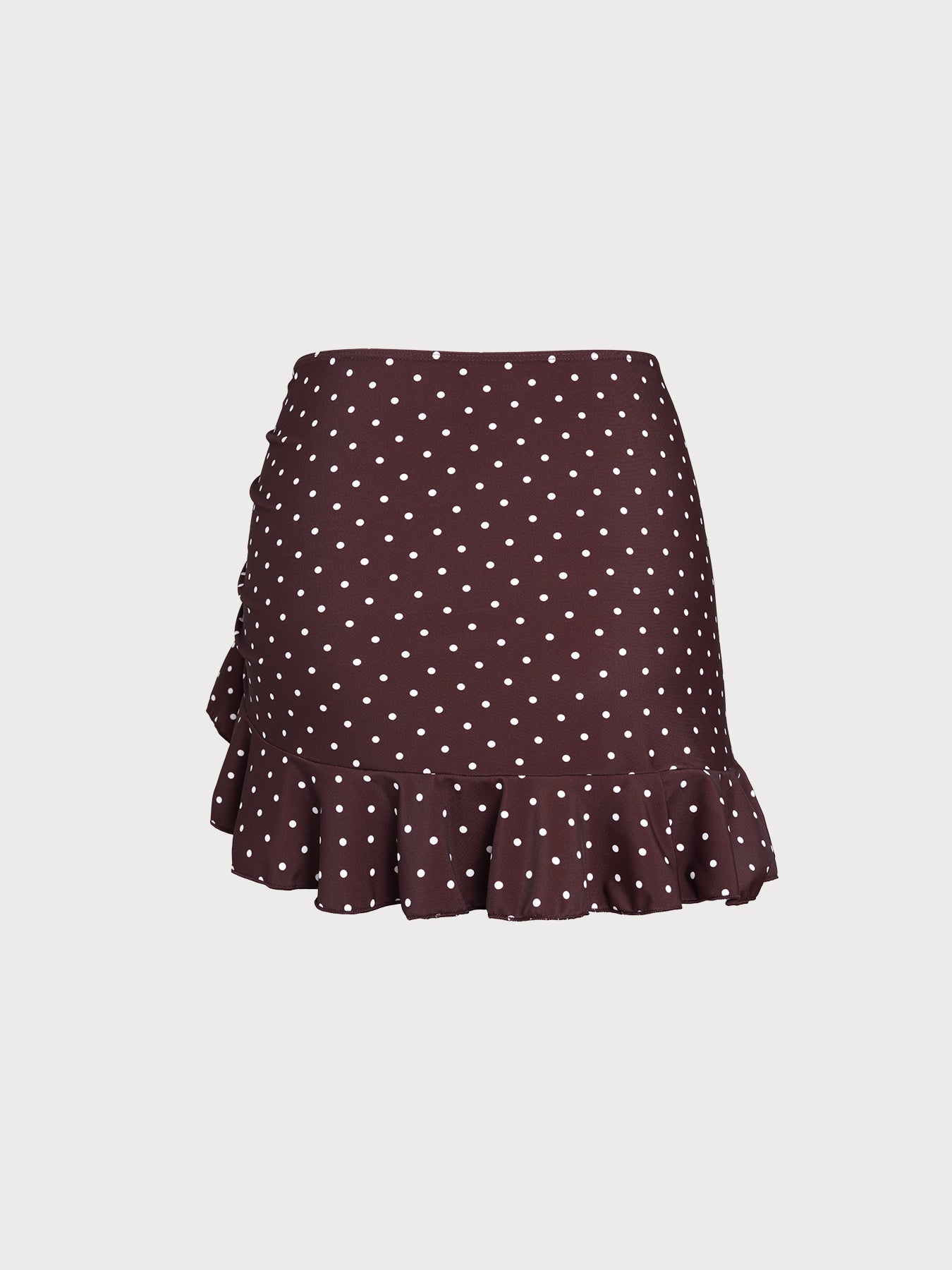 Brown Polka Dot Tie-Front Cover-Up Skirt