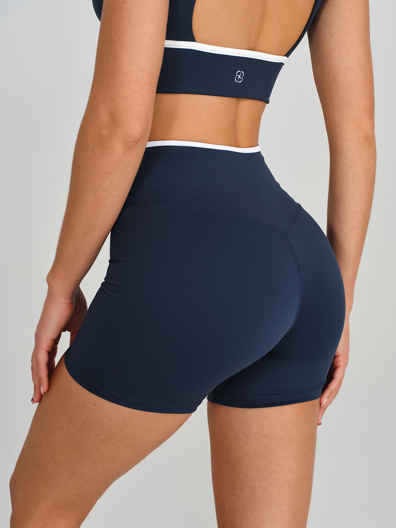 Navy Contrast Front-Cross Sports Shorts