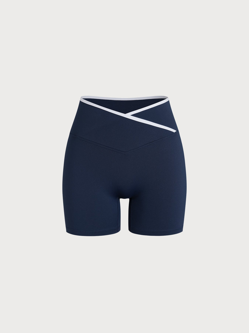 Navy Contrast Front-Cross Sports Shorts