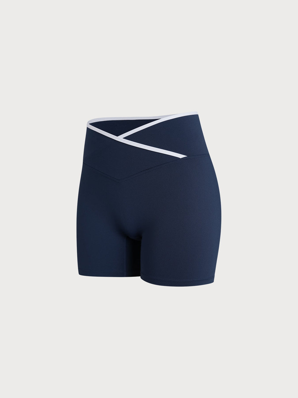 Navy Contrast Front-Cross Sports Shorts
