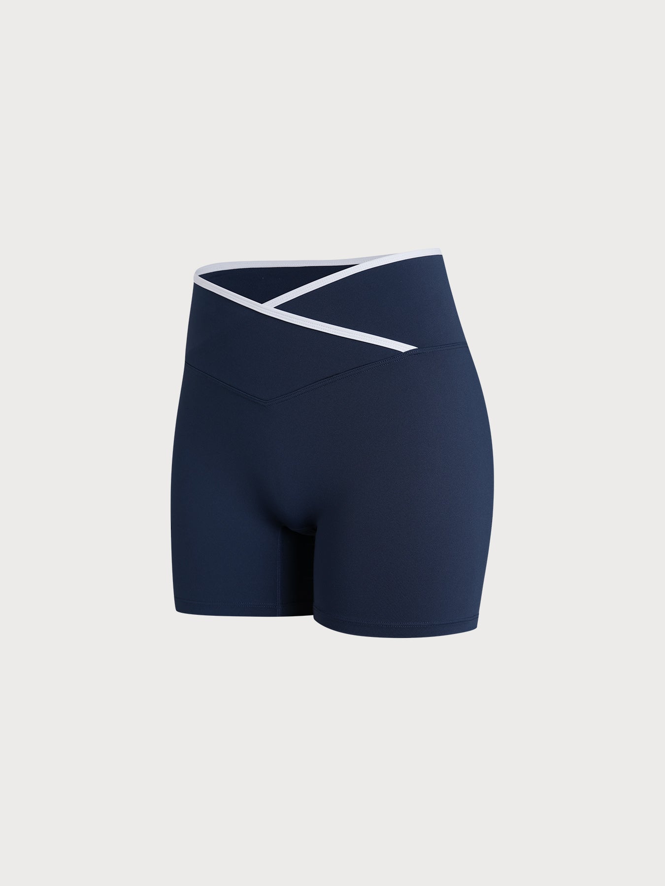 Navy Contrast Front-Cross Sports Shorts