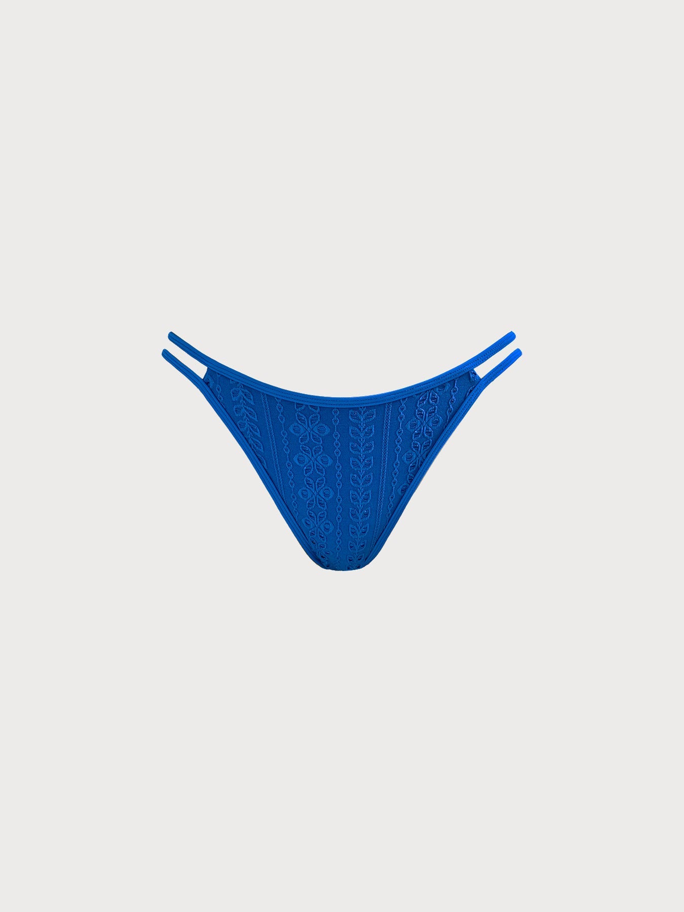 Blue Jacquard Cutout Bikini Bottom