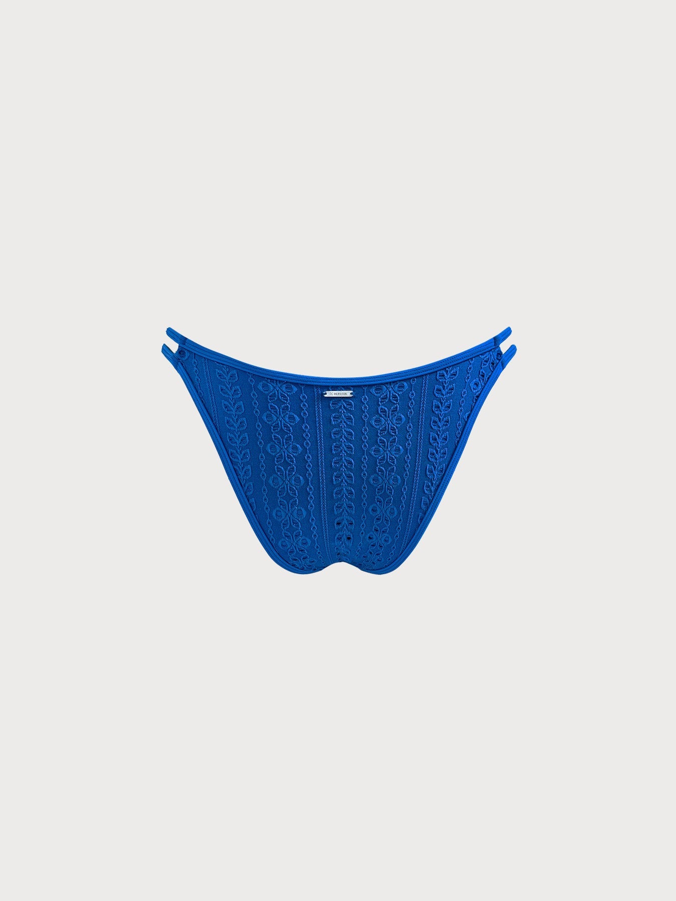 Blue Jacquard Cutout Bikini Bottom