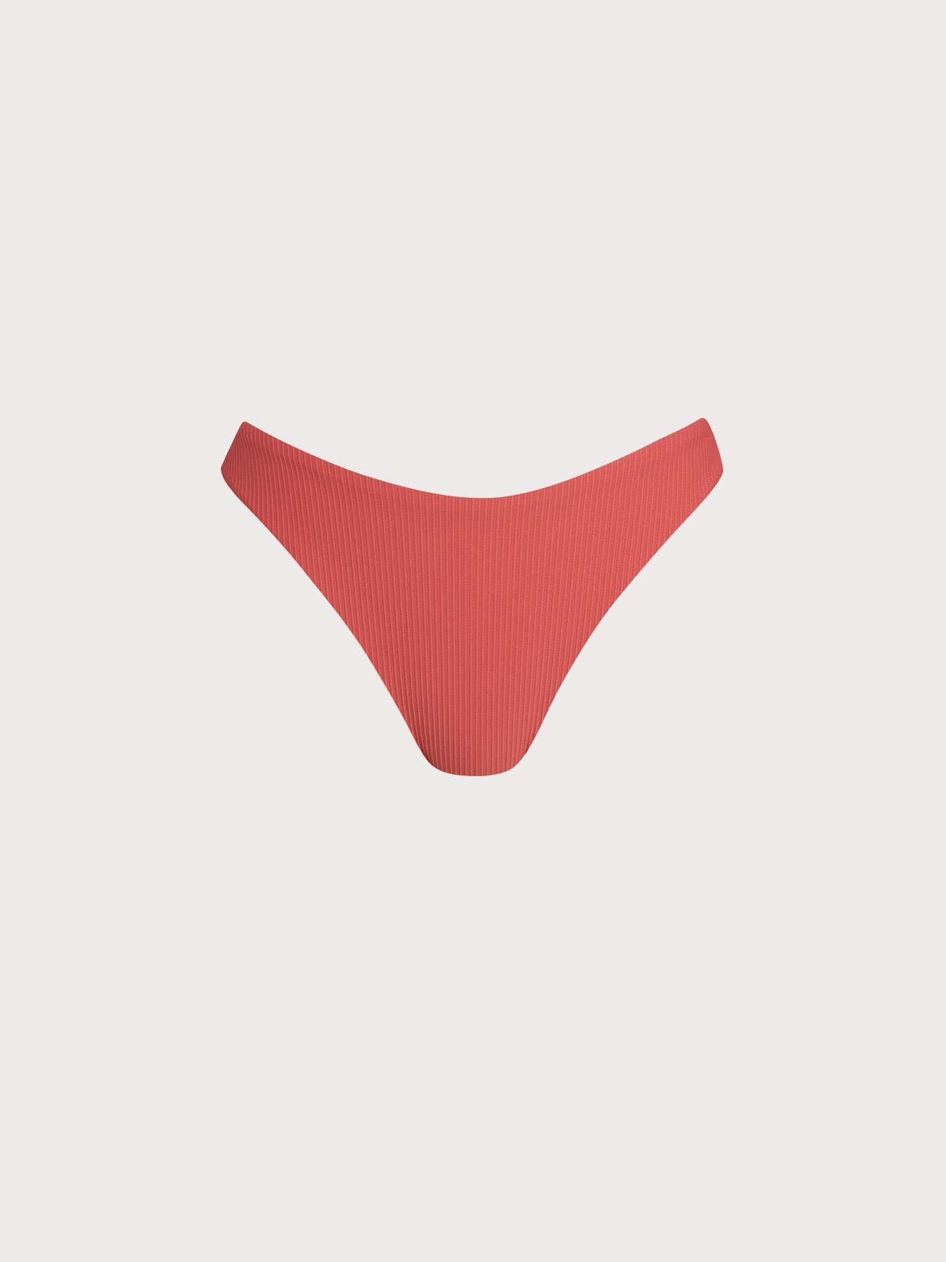 Coral Red Natural Waisted Bikini Bottom