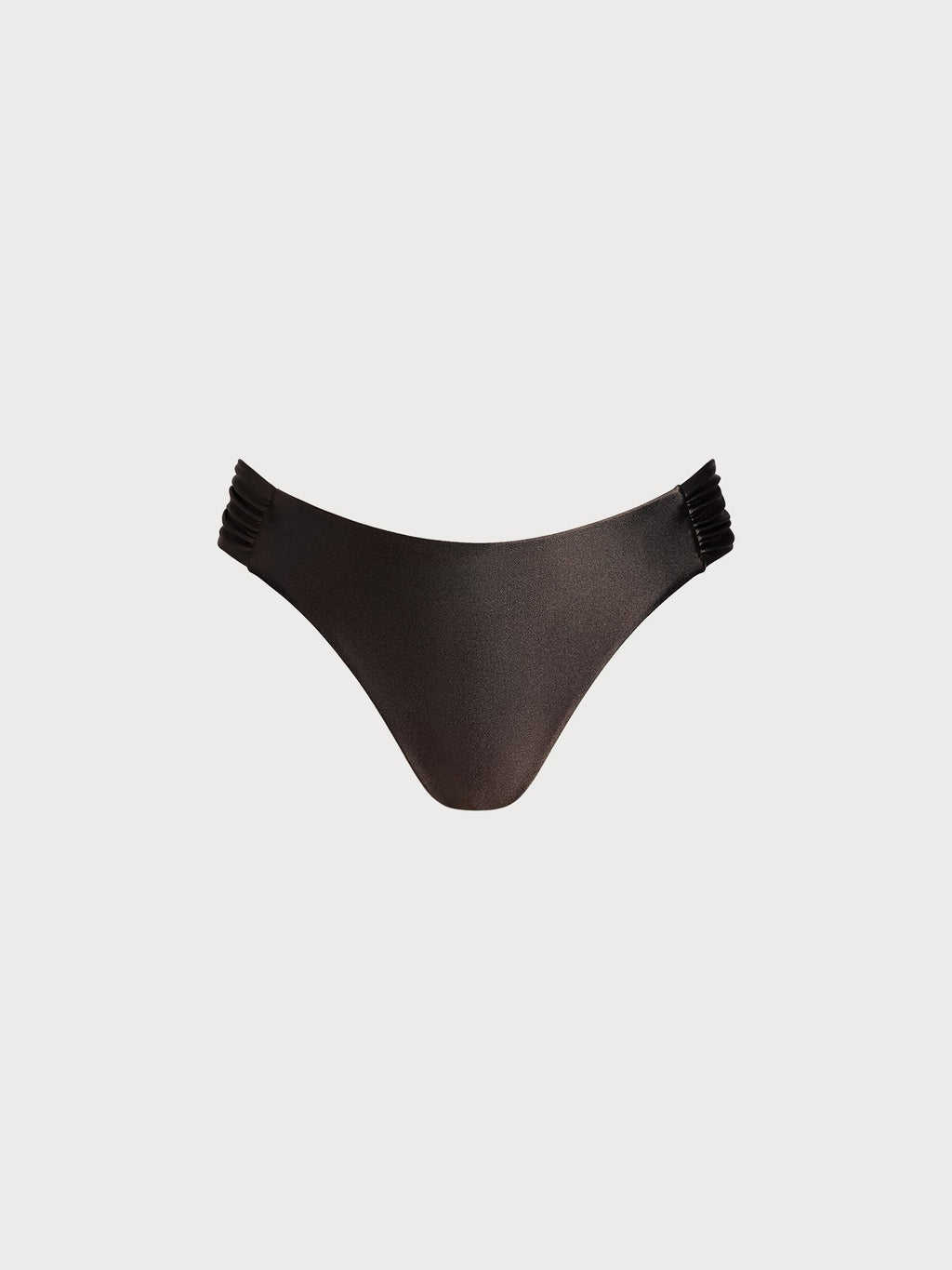 Dark Coffee Ruched Natural Waisted Bikini Bottom