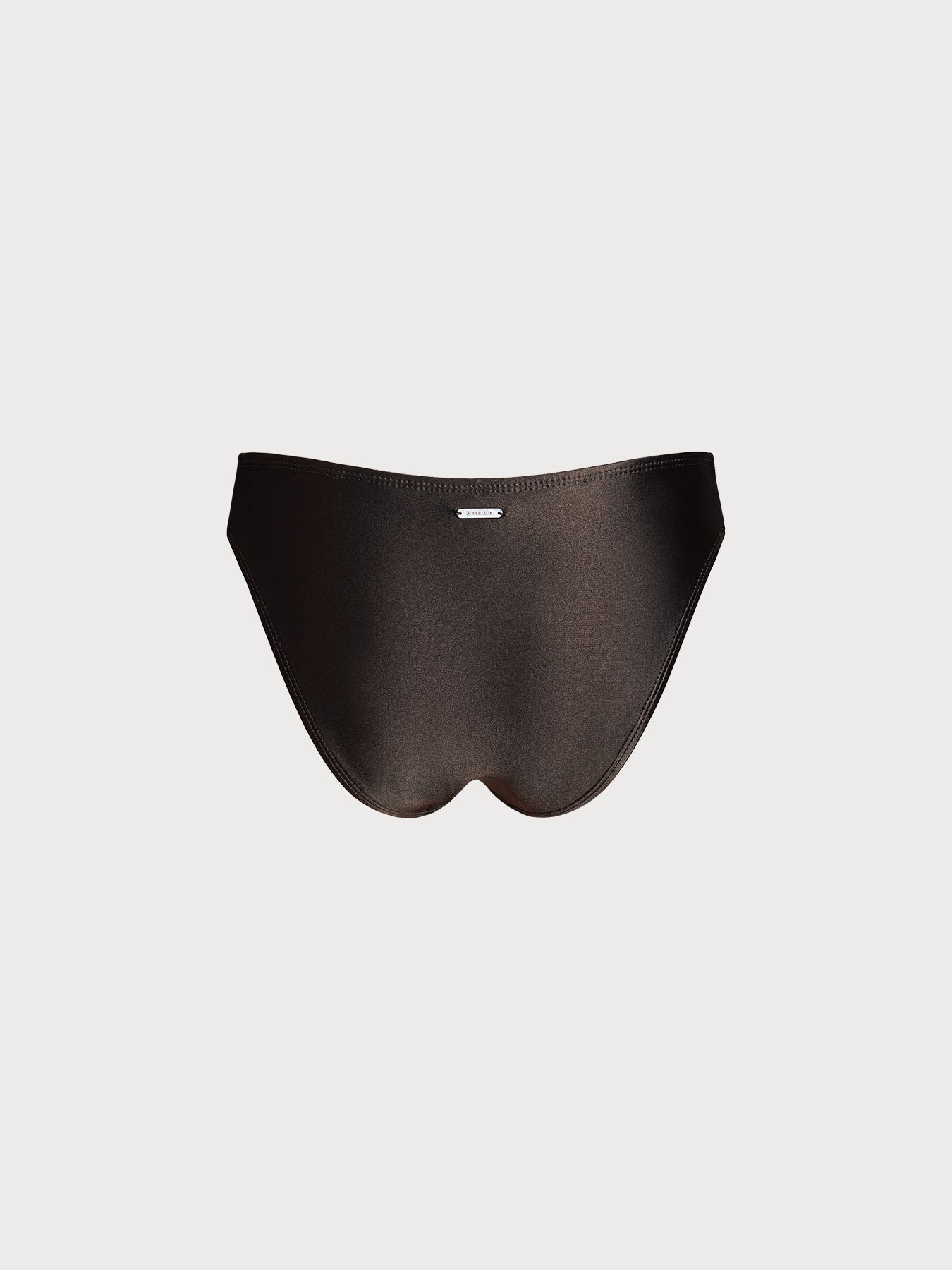 Dark Coffee Ruched Natural Waisted Bikini Bottom