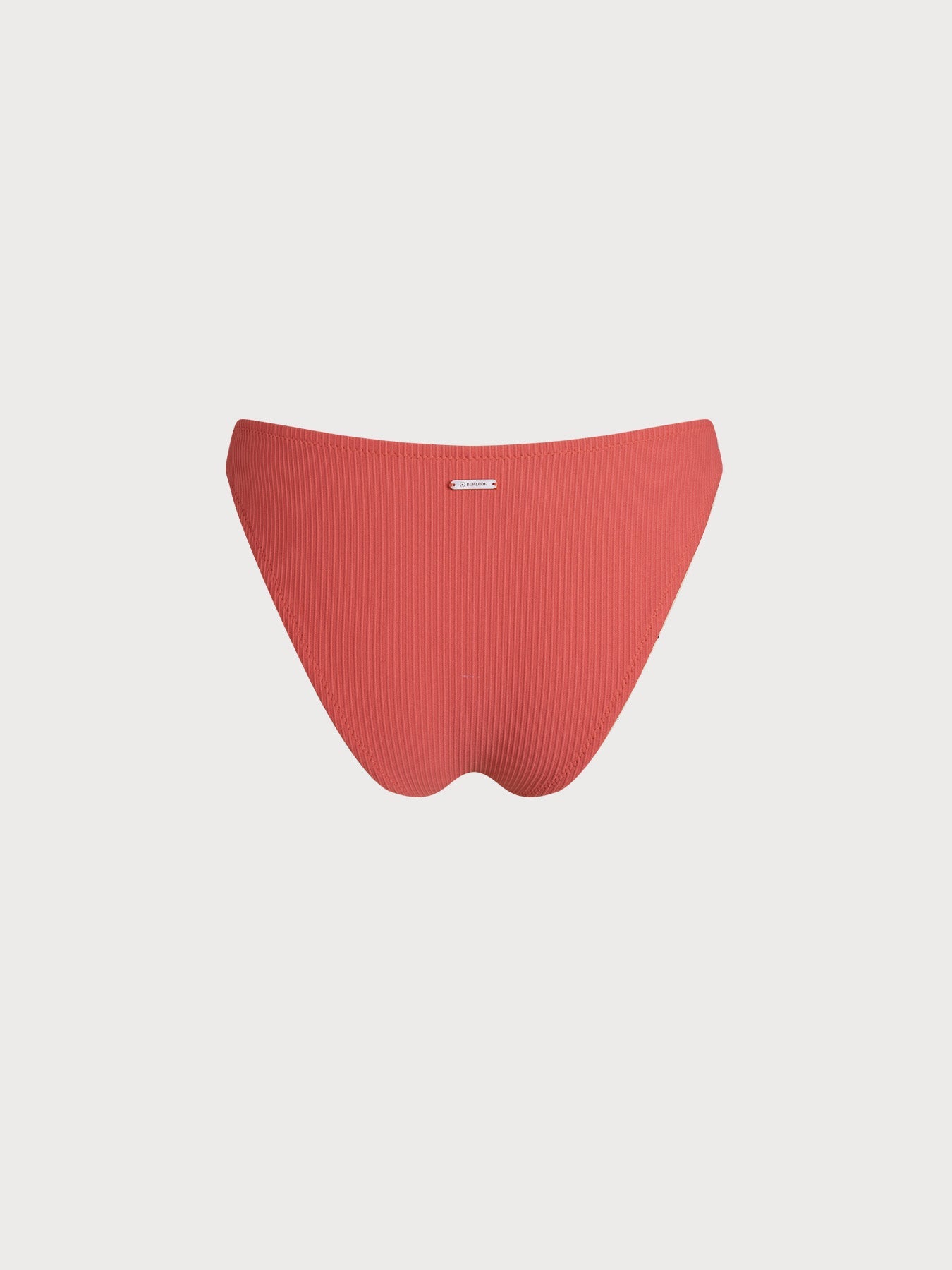 Coral Red Natural Waisted Bikini Bottom
