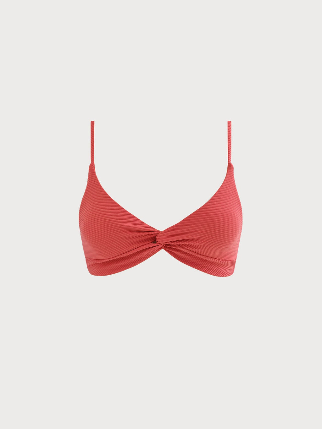 Coral Red Twist Backless Bikini Top