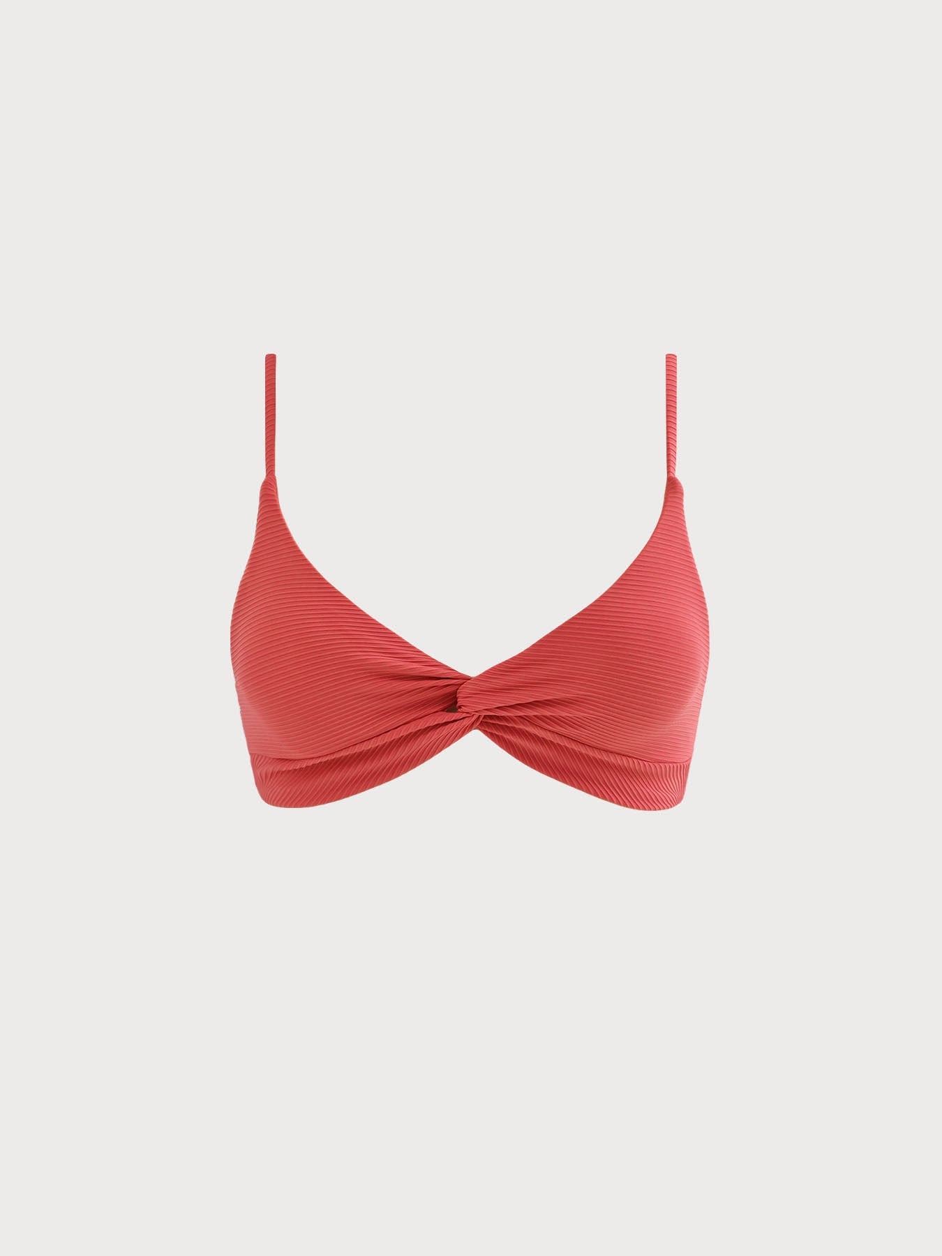 Coral Red Twist Backless Bikini Top