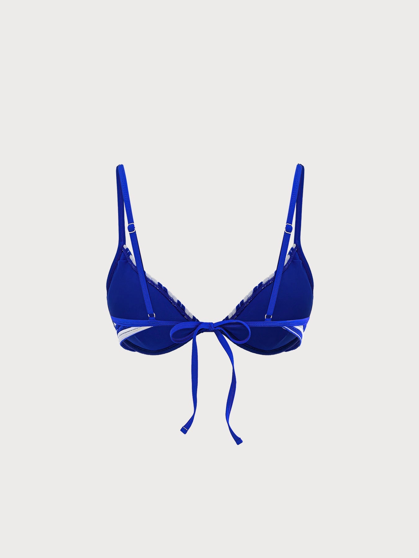 Blue Plush Texture Stripe Bikini Top