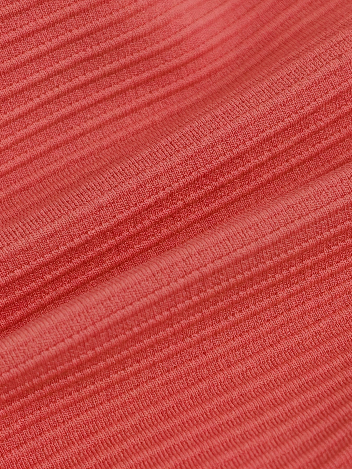 Red Ribbed Gold-Accented Bikini Top
