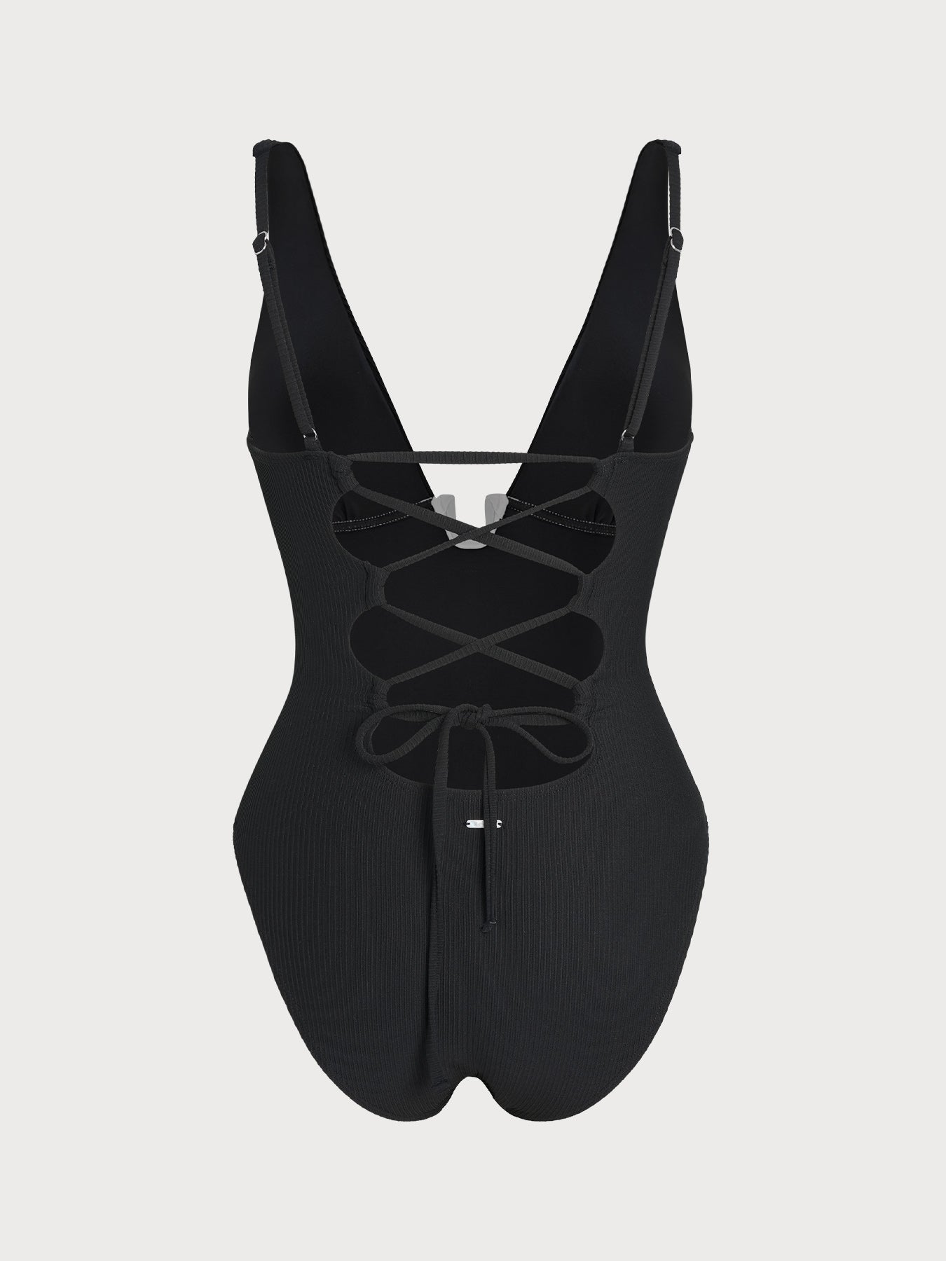 Black Plunging Contrast Trim Cross Back One-Piece Swimsuit