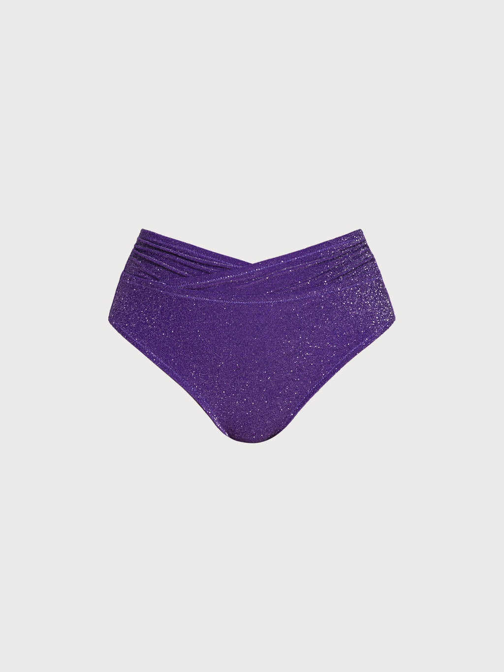Purple Lurex V Cut Plus Size Bikini Bottom