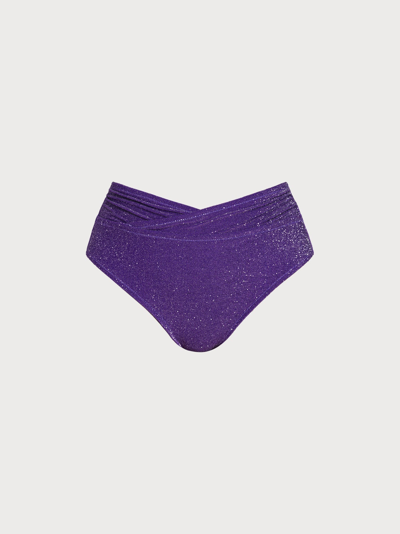 Purple Lurex V Cut Plus Size Bikini Bottom